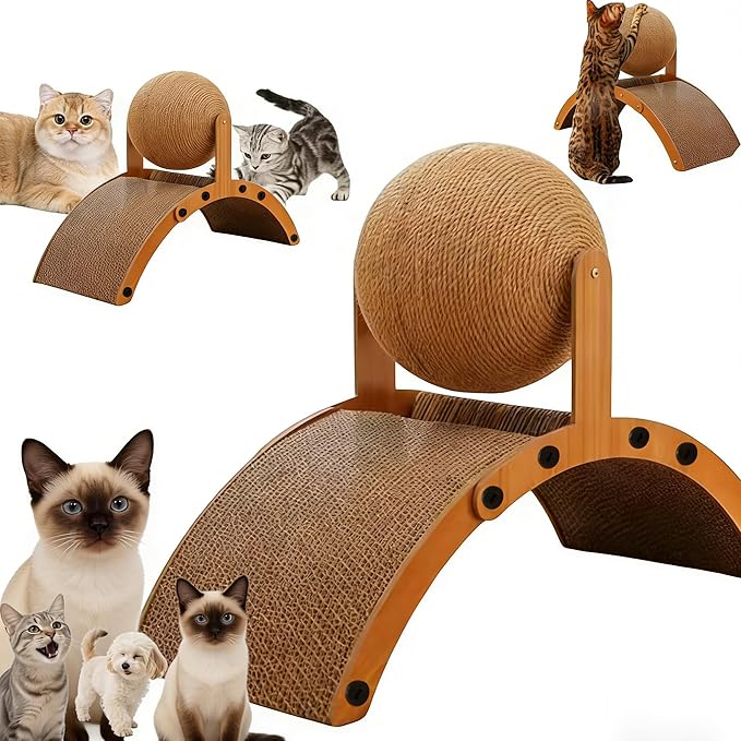 Interactive Scratch Pad for Cats,Ferris Wheel Design,Cat Scratching Post Design with Arch Bridge Balls-Stylish Cat Scratching Board for Kittens,Relieving Stress,Nail Grinding Biting Prevention