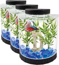 Tetra 1 Gallon Half Moon Small Fish Tank w/Movable LED Light, for Betta & Gold Fish, Aquarium | (Pack of 3)