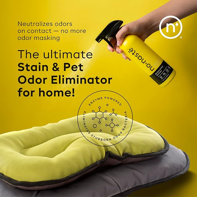 Nonaste Pet Stain & Odor Eliminator Spray (16 Oz, Pack of 2) – Enzyme Cleaner Spray for Dogs & Cat Messes, Works on Carpets & Upholstery | Pet & Kid Safe, Urine Odor Stain Remover, Light Fresh Scent