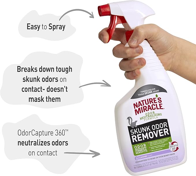 Nature’s Miracle Skunk Odor Remover with Lavender Scent, 32 Fluid Ounces, Removes Skunk Odors On Fabrics, Clothing, Carpets And Other Surfaces