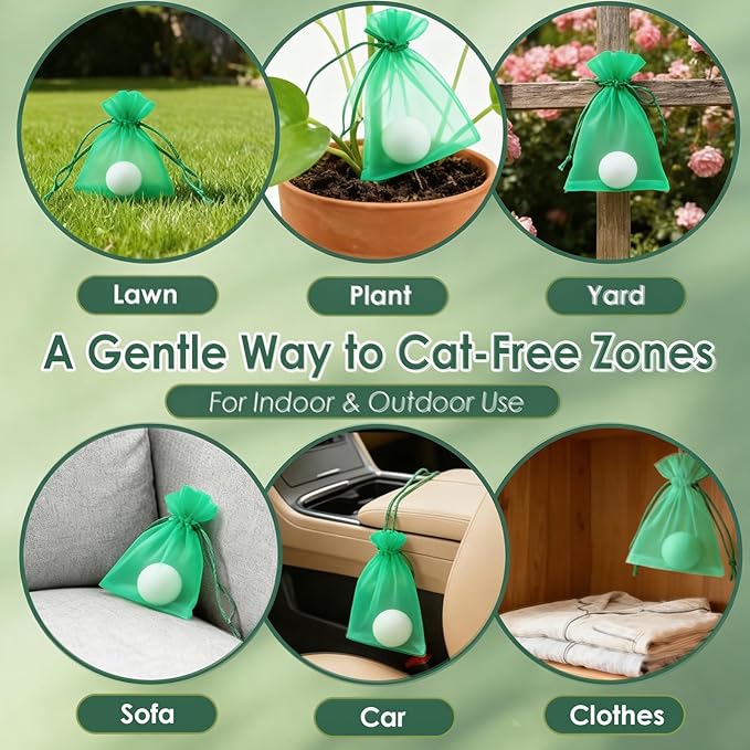 Cat Deterrent Outdoor Indoor, 10 Pack Peppermint & Lemon Natural Cat Deterrent Balls, Keep Cats Out of Yard Permanently, Prevent Scratching & Chewing for Garden, Lawn & Indoor Furniture