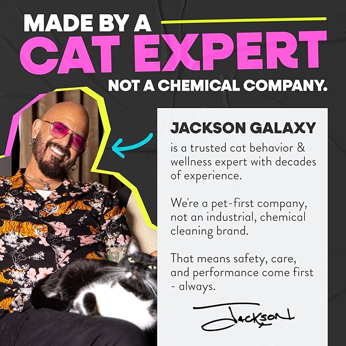 Jackson Galaxy EX Stain & Odor Eliminator - Cat Pee Cleaner, Reusable 23oz Bottle with Refill Included - Fast Acting & Non-Toxic CO2 Based Pet Urine Remover - Made by a Trusted Cat Expert