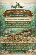 BugGraze Bottom Dweller Feast Sinking Blend Pellets & Algae Wafers for Corydoras, Plecos, Loaches & Catfish High Protein Daily Diet Clean Water Formula 3 oz Aquarium Fish Food