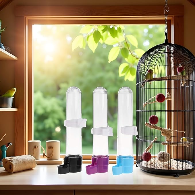 1Pc Bird Water Dispenser Automatic Feeder Hanging Food Container for Parrot Parakeet Cage Accessories (Random Color)