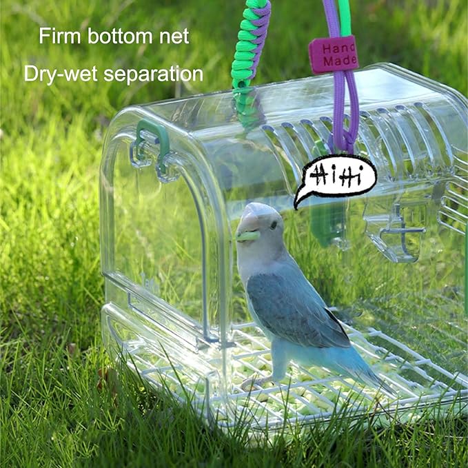 Light Weight Pet Carriers Transparents Portable Bird Cage with Removable Tray for Budgies and Small Birds Travel Cage with