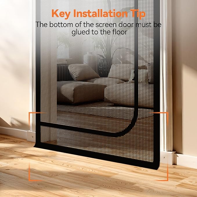 BFNN Cat Screen Door, Extra Tall Cat-Proof Mesh Gate, Fit Door Size 36'' x 82'', Anti Scratch Mesh with Zipper Closure, for Living Room, Kitchen, Bedroom (Black)