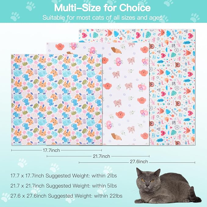 21.7" Cat Grooming Cloth Wrap, Cat Wrap for Cutting Nails, Self-Adherent Fabric Wrap for Cats, Cat Burrito Wrap Anti-Scratch, Anti-Escape, Multifunctional Swaddle Wrap Pet Tool (Floral, Large)