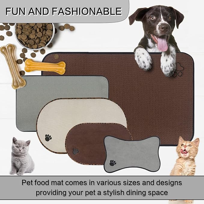 Sinland Microfiber Pet Bowl Mat Dish Drying Mat with Anti-Skid Backing 14.2Inch x 24Inch Grey