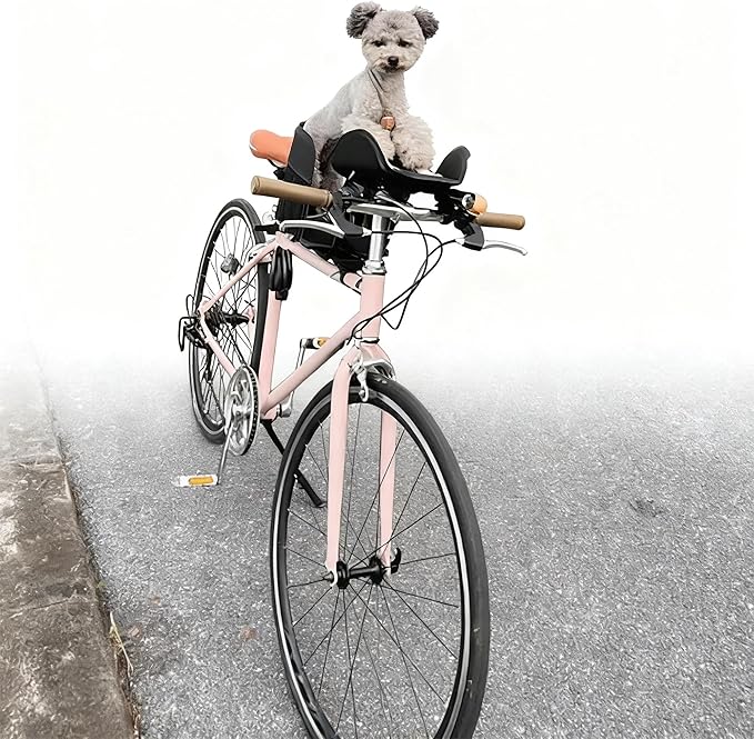 Small Dog Bike Carrier, Bicycle Pet Seat with Tether, Padded Insert, Two-Way Reinforcement, Quick Clamp