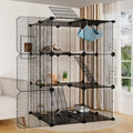 Large Cat Cage Indoor: Enclosed Cat Enclosure DIY Pet Playpen Detachable Metal Wire Kennel Sturdy Crate with Hammock for Cats Kitten