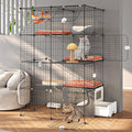 Oneluck Cat Cage with Litter Box, 4-Tier DIY Enclosures Detachable Metal Wire Kennel Catio Indoor Crate Large Exercise Place Ideal for 1-2 Cats