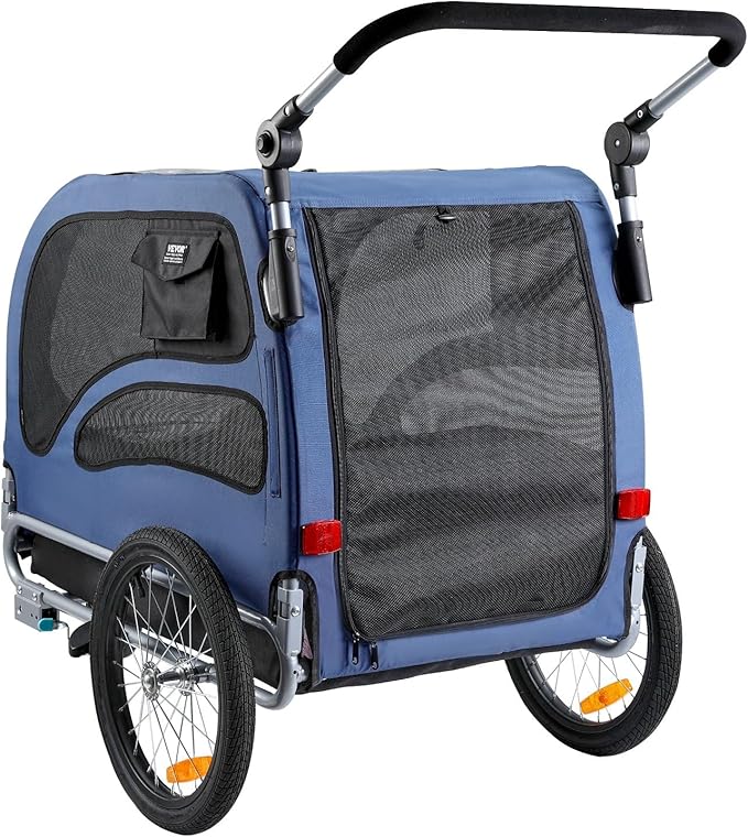 Large Dog Trailer for Bike, Folding Bike Trailer for Dogs with 18.9" Wheels, 120LB Capacity All-Terrain Pet Carrier, Universal Bicycle Coupler