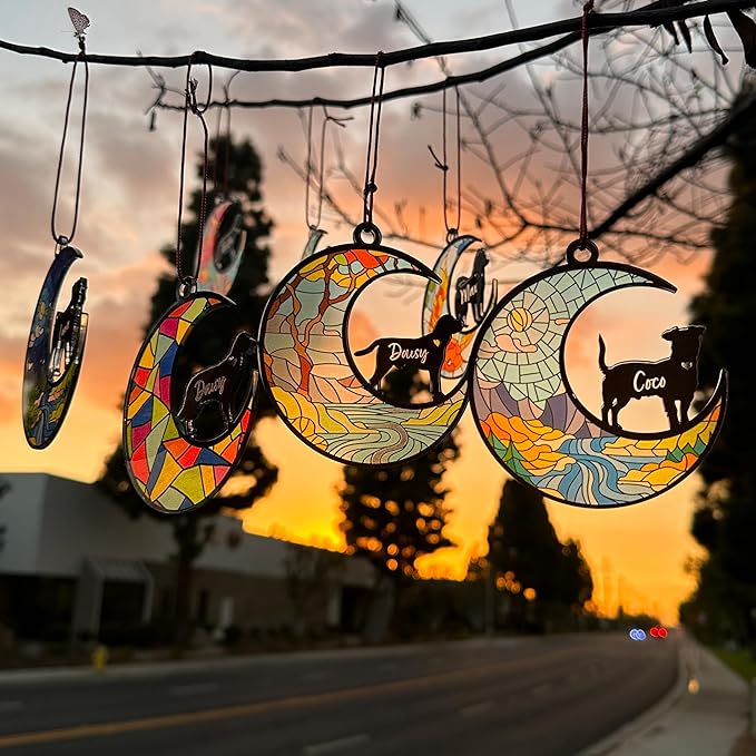 GIFTBYGIFTY Dog Memorial Suncatcher, Personalized w/Name and Dog Breeds, Pet Loss Suncatcher, Gifts for Dog Lovers, Dog Memorial Ornament Loss of Pet Sympathy Gift, in Loving Memory for Loss Dog