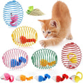 Jecery 5 Pcs Cat Spring Balls Toys Stretchable Rolling Balls Colorful Playful Coils Interactive Action Toy Caged Rats for Kitten Pet Supplies (Catnip Rats,Bright Color)