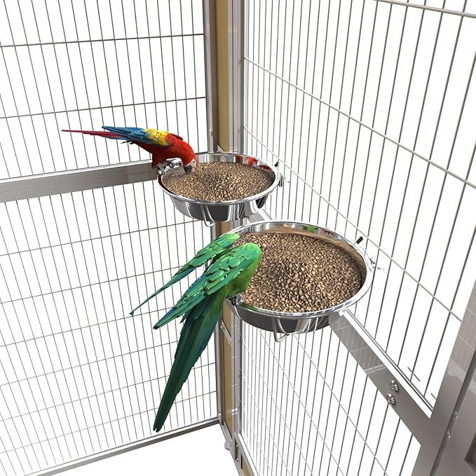 Large Bird Cage for Parakeets Outdoor Bird Aviary Parrot Cage with Perch, Birdcage for Macaws Canaries Parrots Budgie Lovebirds-White (2 Box Set)