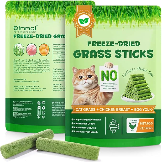 ALIVO Cat Grass Sticks, Cat Grass Treats Support Teeth Cleaning & Hairball Care, Natural Dental Treats for Indoor Cats, Health Supplies Dental Care - Indoor Cats Snack, 60g