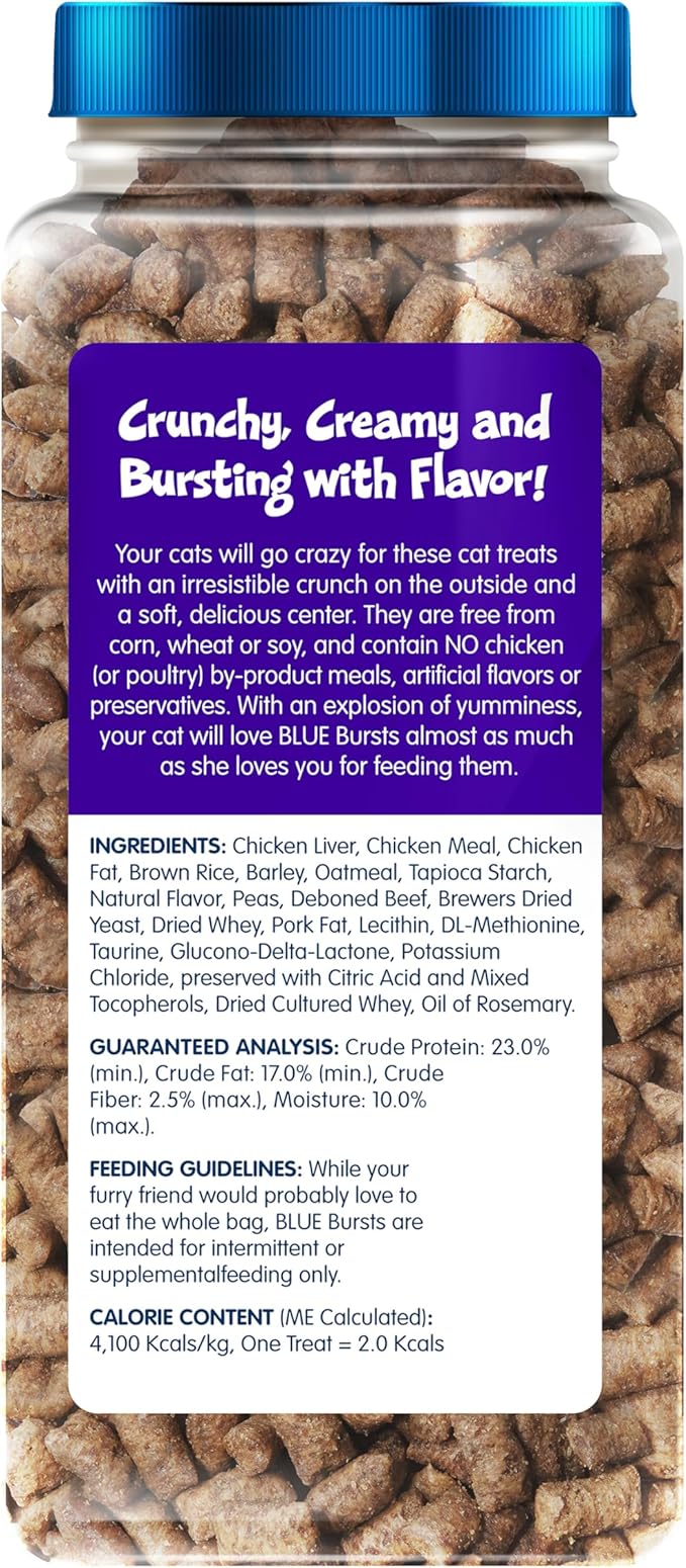 Blue Buffalo Bursts Crunchy & Creamy Cat Treats, Great for Training, Delish Liver & Beef, 12-oz. Tub