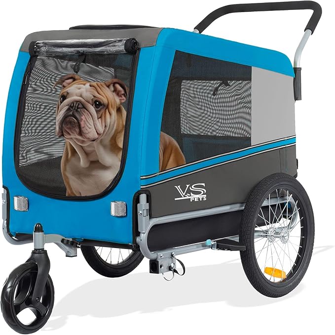 Tiggo Veelar Sports Pets Large Dog Bike Trailer & Stroller for Medium,Large Dog or Multiple Small Dogs, Pet Stroller for Dogs Up to 78 lbs, Parking Brakes, Low Center of Gravity
