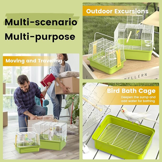 Small Bird cage,Travel Cage for Birds and Small Animals, Parakeet cage,Bird Carrier Travel cage,Bird Travel cage, jaulas para pájaros,Green,(Size:S,M,L) (M)