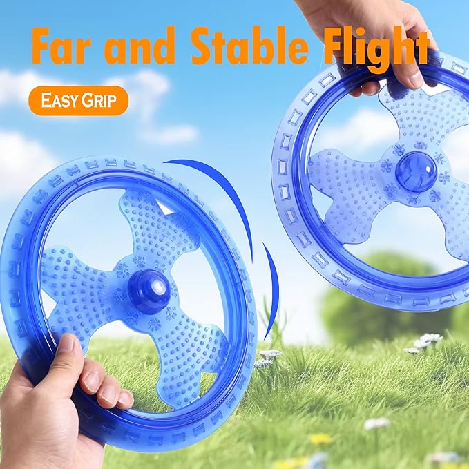 Dog Flying Disc, Outdoor Dog Toys, Dog Fetch Toy, Dog Toy for Medium Dogs and Large Dogs, Lightweight Soft Frisbee for Fetch, Tug of War, Catch, Play, 9 inch, Blue