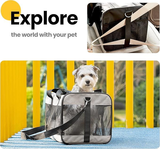 Dog Carrier Soft Sided, Large Cat Carrier with Inner Safety Leash, Pet Transport Carrier for Large Cats and Medium Dogs up to 20 Lbs, Collapsible Travel Puppy Carrier Bag -Pink L