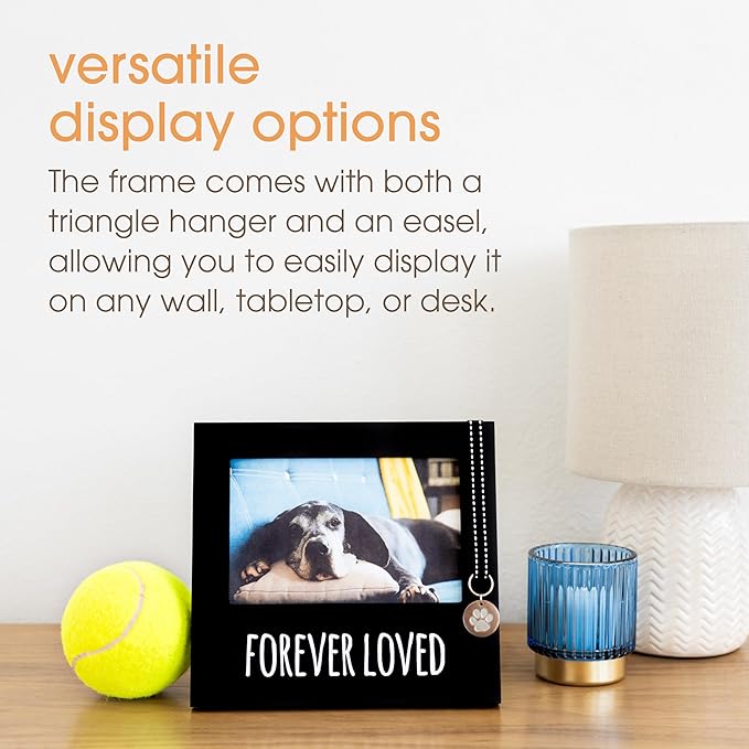 Pearhead Forever Loved Pet Keepsake Picture Frame, Photo Frame for Pet Owners and Dog Lovers, Ideal Memorial Gift for Loss of Dog and Pet Remembrance, Wall Mount And Tabletop Frame, Black