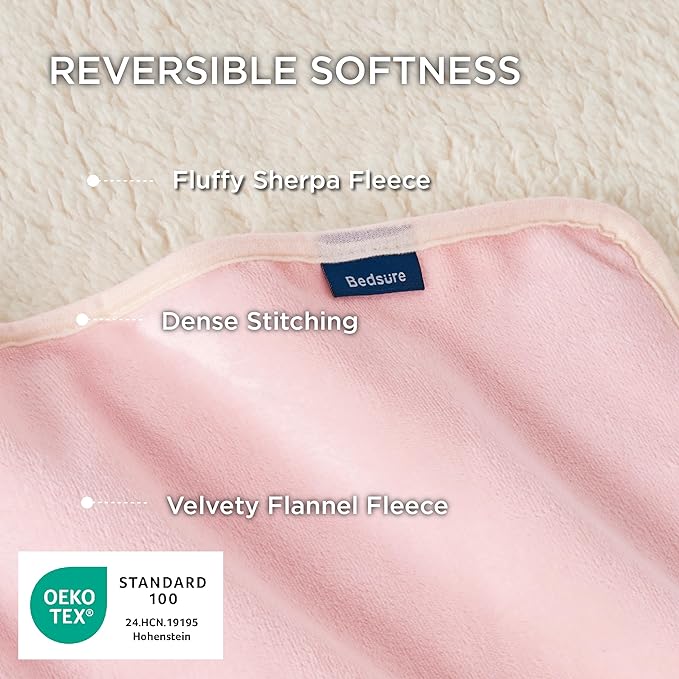 Bedsure Cat Blanket for Indoor Cats - Waterproof Calming Cat Blankets for Couch Protection, Sherpa Fleece Pet Blanket, Soft Plush Reversible Throw Furniture Protector, 40"x30", Pink