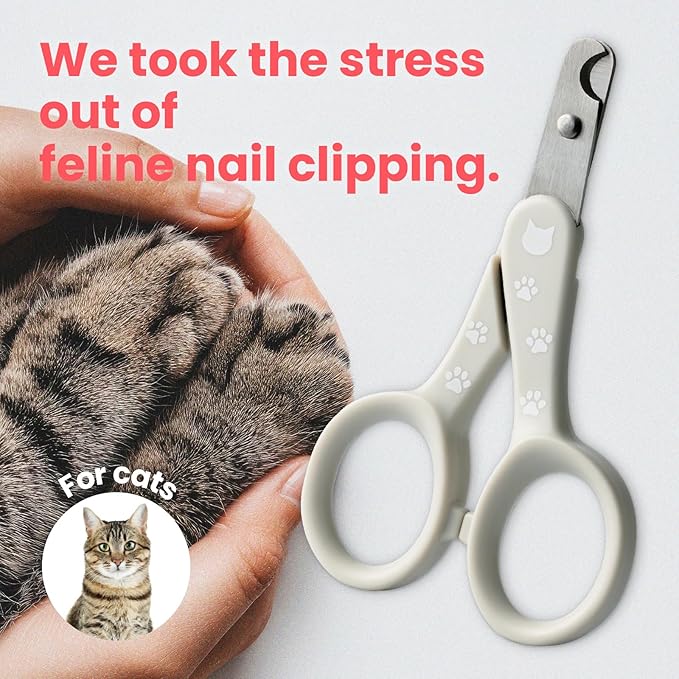 Necoichi - Purrcision Feline Nail Clippers | Ultra-Sharp Cat Nail Clipper for Safe & Clean Trimming, Stainless Steel Blades, Ideal for Indoor Cats (Gray)