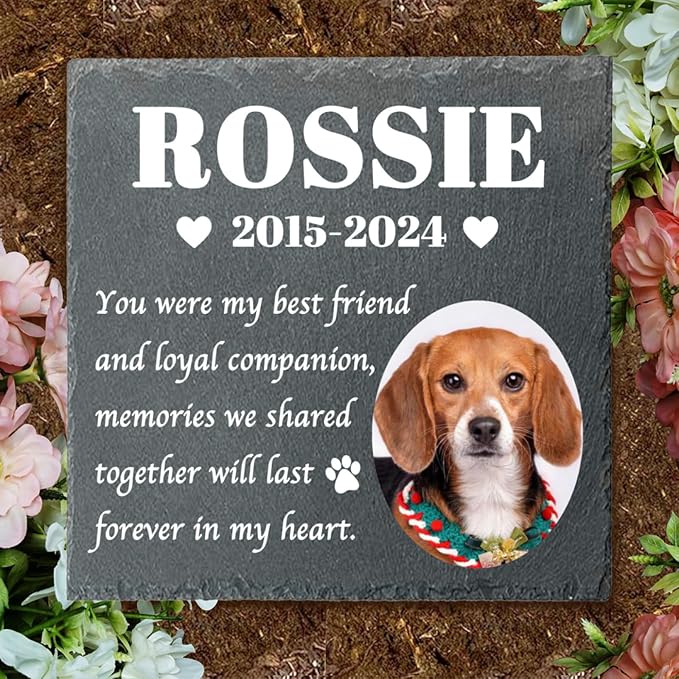Alienc Personalized Pet Memorial Stone – Custom Dog & Cat Memorial Gifts for Loss, Outdoor Pet Grave Marker, Sympathy Keepsake for Dogs and Cats