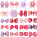 Hanaive 20 Pcs Dog Bows Small Size Dog Hair Bows for Puppy Hair with Rubber Bands Handmade Puppy with Pearls