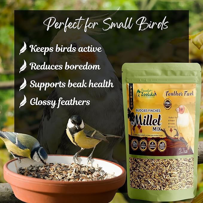 Danodia's Zoolulu Premium Budgies & Finches Millet Mix (450g /1 lbs) | Premium Bird Seed Blend for Budgies, Finches & Canaries | Daily Healthy Nutrition
