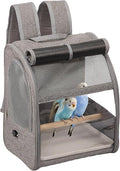 Bird Carrier Backpack, Breathable Bird Travel Backpack Set with Standing Perch and Tray, Pet Transparent Breathable Travel Cage, Pet Travel Cage for Cockatiels, Parrots, Hiking