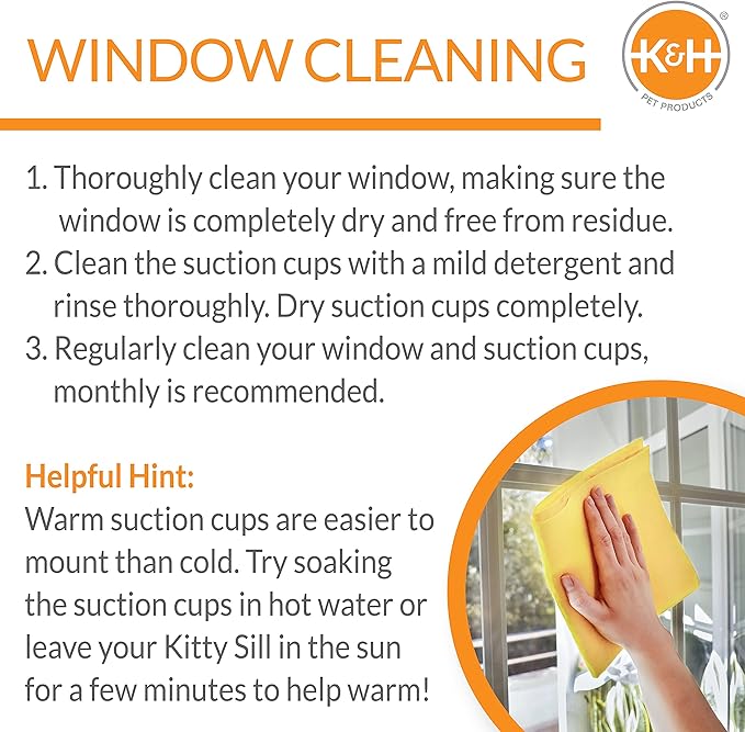 K&H Pet Products EZ Mount Double Stack Cat Window Perch for Large Cats, Sturdy Window Hammock Bed, Steel Frame, Sturdy Suction Cups, 2 Washable Shelf Covers, Foldable - Fits 27"W X 31"H Glass Spaces