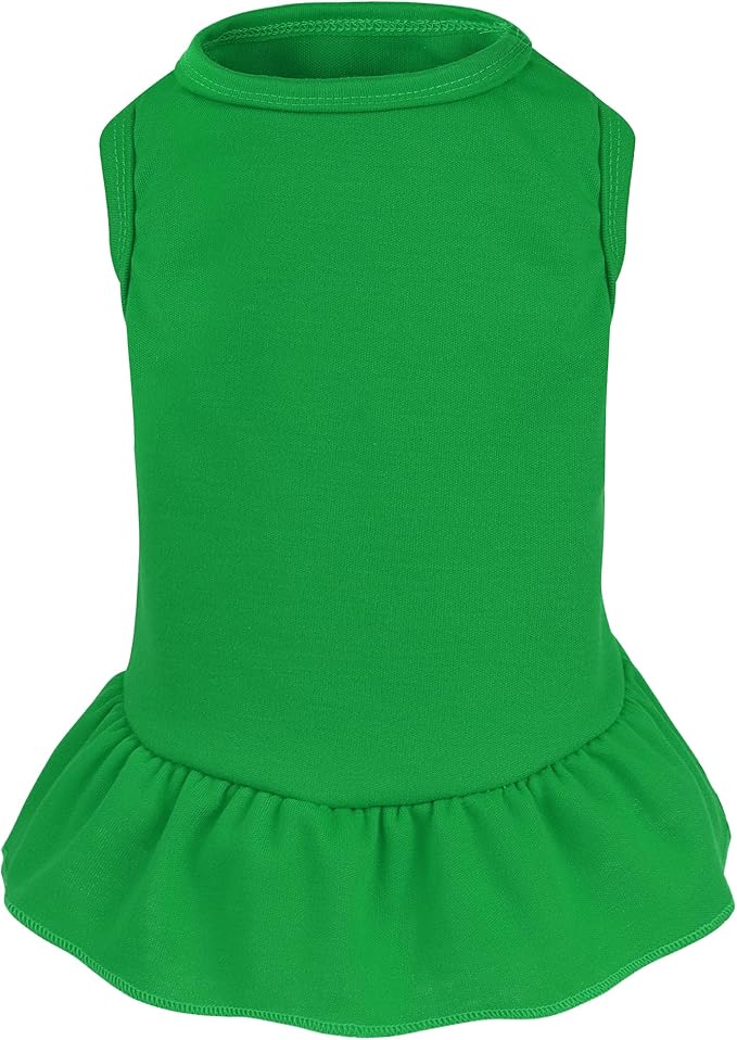 Dog Dresses Cat Skirt Solid Color Dog Clothes Summer Sleeveless Puppy Girl Clothes for Small Pet Dogs Cats (Dark Green, Small)