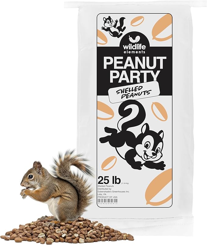 Peanut Party Unprocessed, Raw Shelled Peanuts Wildlife Animal Food, 25lb - Rich in Protein, Healthy Fats, and Essential Nutrients for Birds, Squirrels & Waterfowl