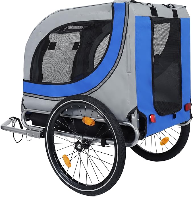 Large Dog Bike Trailer, All-Terrain Pet Carrier, Cargo Carrier, Durable Steel Frame for Travel, Cycling, Outdoor Adventures