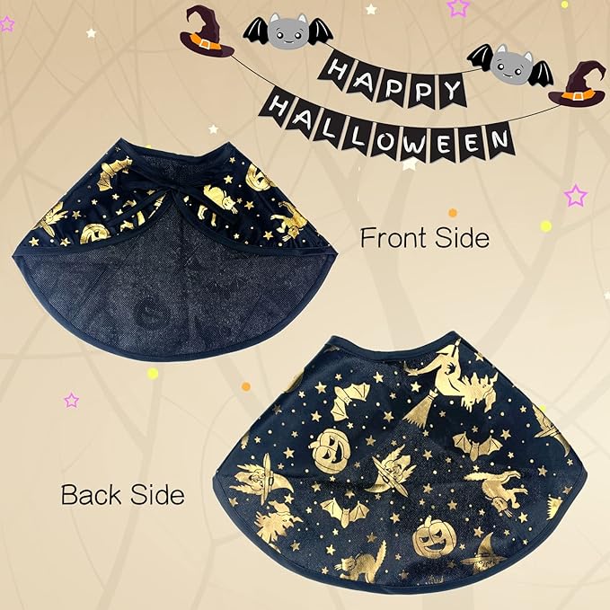 4Pcs Halloween Cat Costumes Wizard Hat Cape Pumpkin Bat Halloween Cosplay Party Cape for Cats Puppy Dogs