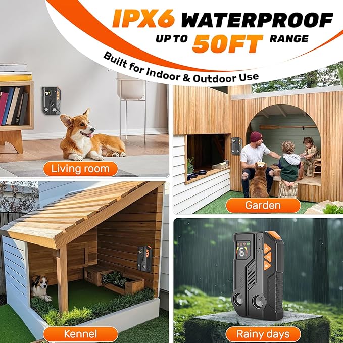 2026 Anti Barking Device for Dogs, Automatic Ultrasonic Dog Bark Deterrent with AI Detection, 2 Enhanced Emitters, 4 Adjustable Modes, IPX6 Rechargeable Stop Barking Device for Indoor Outdoor