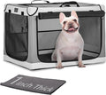 PETSFIT Portable Dog Crate for Small Dogs, – 24" Soft Dog Travel Crates with Lockable Zippers & Thicken Mat, Adjustable Patented Spiral Steel Frame, Collapsible Kennel for Indoor & Outdoor