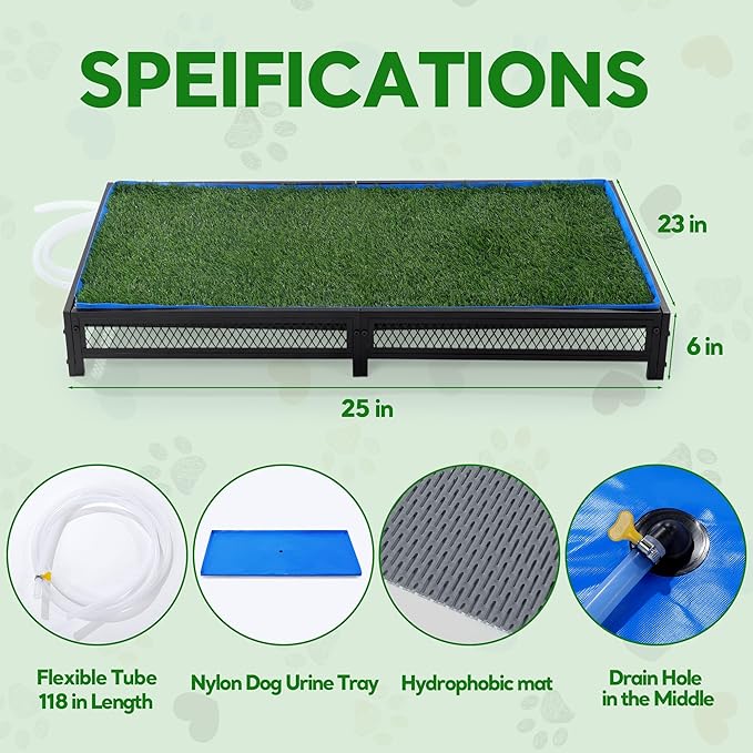 HOMBYS Porch Potty for Dogs with Drain, Artificial Grass Dog Potty Tray for Indoor & Outdoor,Pet Litter Box for Small Dogs, Puppy Toilet for Patio (25" L x 23" W x 6" H)