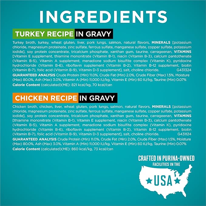 Purina ONE Natural, High Protein Cat Food Variety Pack, Turkey, Chicken and Tuna Recipes - (2 Packs of 12) 3 oz. Cans