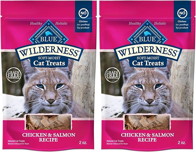 Blue Buffalo Wilderness Grain Free Soft-Moist Chicken & Salmon Cat Treats,2-oz. Bag,(Pack of 2)
