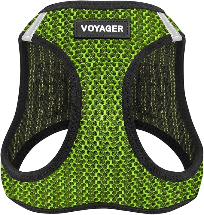 Best Pet Supplies Voyager Step-in Air Harness - All Weather Mesh, Reflective, No Pull Harness for Dogs, Cats - Secure with Hook & Loop Fastener, Buckle, Double D-Rings - Lime Green 2-Tone, XS