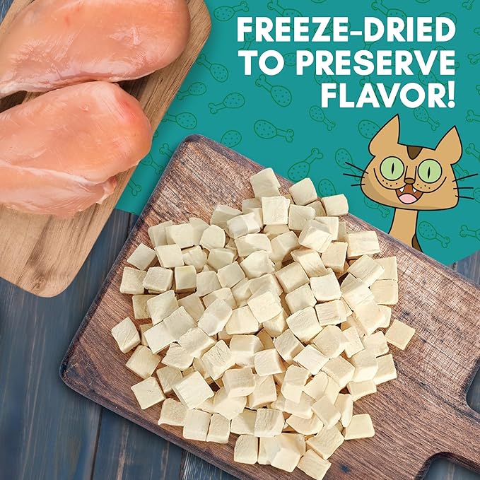 ALBERT & MIA Feastfuls Freeze Dried Cat Treats - 100% Freeze Dried Chicken Breast, Soft, Healthy Cat Treats, High in Protein, Extra Tasty, Great for Training Cats, as Snack and Kitty Food Topper (1oz)