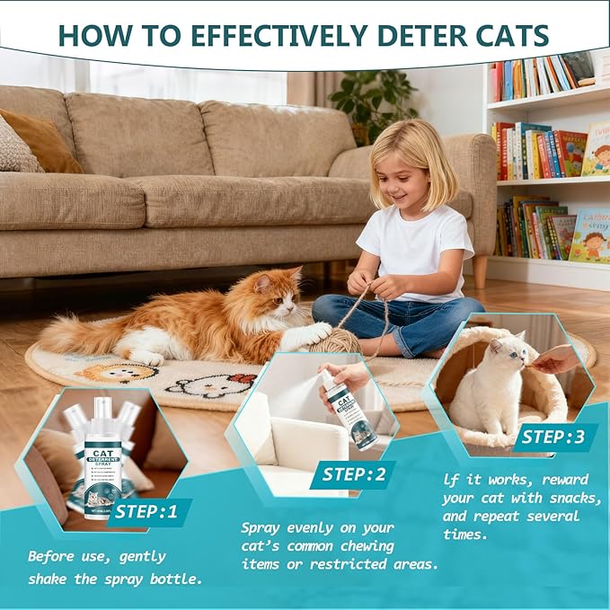 Cat Deterrent Spray,Upgraded Cat Spray Deterrent,Natural Safe Scratch Deterrent Training Aid for Furniture,Cat Repellent Applications for Indoor