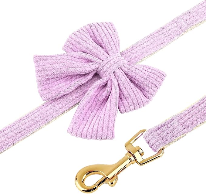 Didog Cute Small Dog Harness Collar and Leash Set with Bowtie, Breathable Soft Mesh Padded Puppy Harness, Dog Harness for Small Dogs Daily Walks Parties, Holiday Gatherings & Gifts, Purple, M