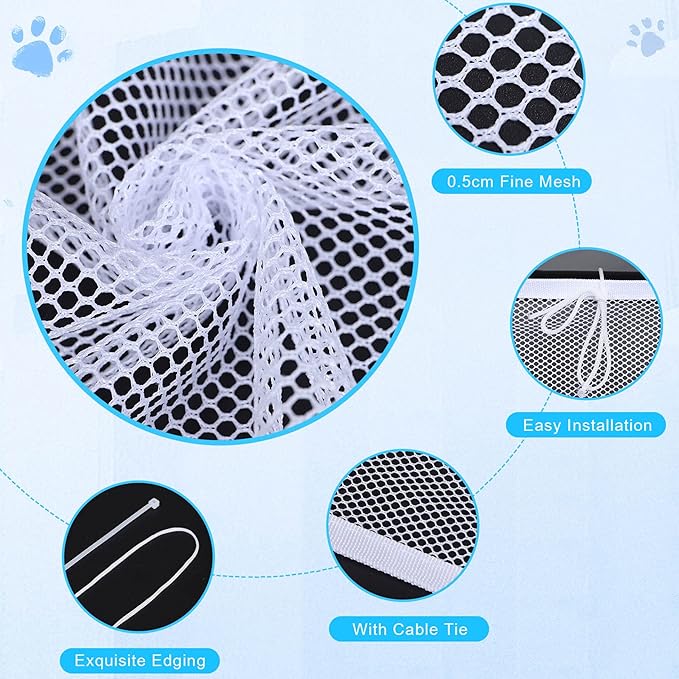 Cat Balcony Rail Net, 10x2.6Ft Anti Fall Netting PET Balcony Mesh Fence Net, Cat Safety Net Balcony Screen, Crib Stair Patios Balcony Railing Cover for Kids & Pets - Black