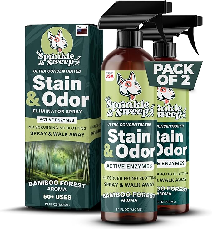 Urine Destroyer Enzyme Cleaner Spray | Cat & Dog Urine Stain and Odor Eliminator | Enzymatic Carpet Cleaner for Pets | Cat Pee Enzyme Cleaner (24 oz Pack of 2)