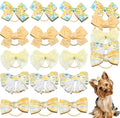 20pcs Yellow Dog Hair Bows for Small Dogs - Puppy Hair Clips with Rubber Bands, Cute Bowknot Hair Accessories, Handmade Pet Bows for Yorkie Grooming