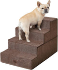 EHEYCIGA Dog Stairs for Bed 20" H, 4-Step Extra Wide Dog Steps for High Bed, Pet Steps for Small Dogs and Cats, Non-Slip Balanced Pet Ramp Indoor, Brown
